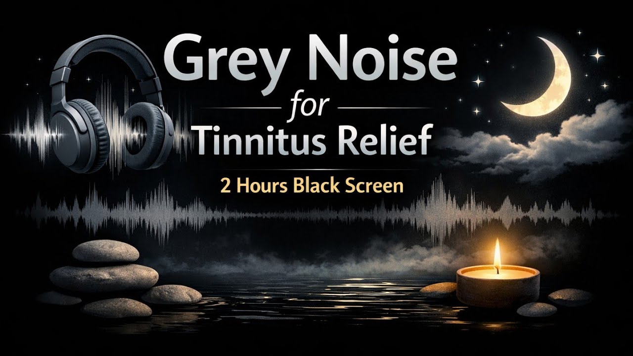 Grey Noise for Tinnitus Relief (2 Hours Black Screen)