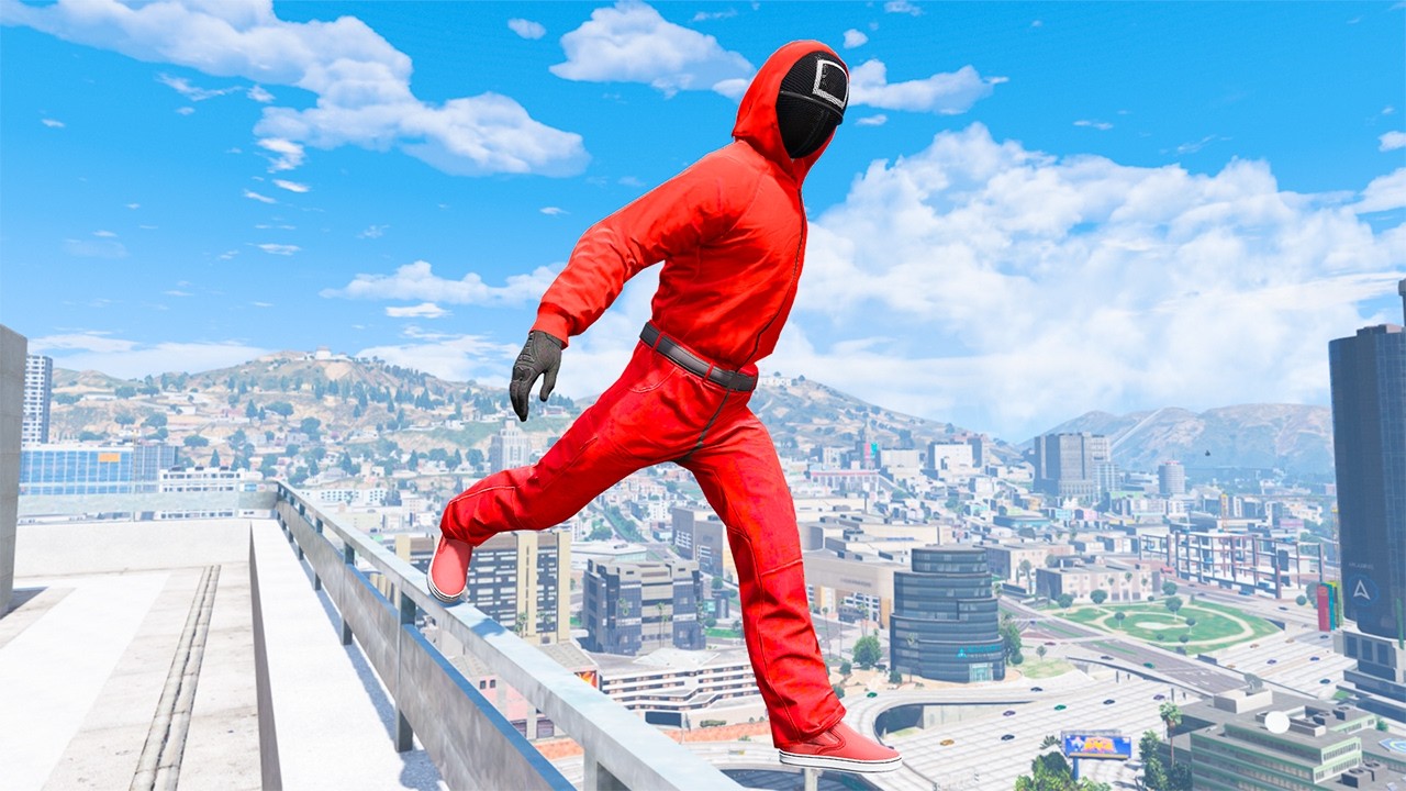GTA 5 SQUID GAME GUARD RAGDOLLS/JUMP FAILS (Ragdolls Compilation) episode.76