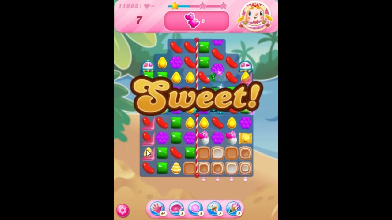 Candy Crush Saga Level 11988 - 2 Stars, 17 Moves Completed, No Boosters