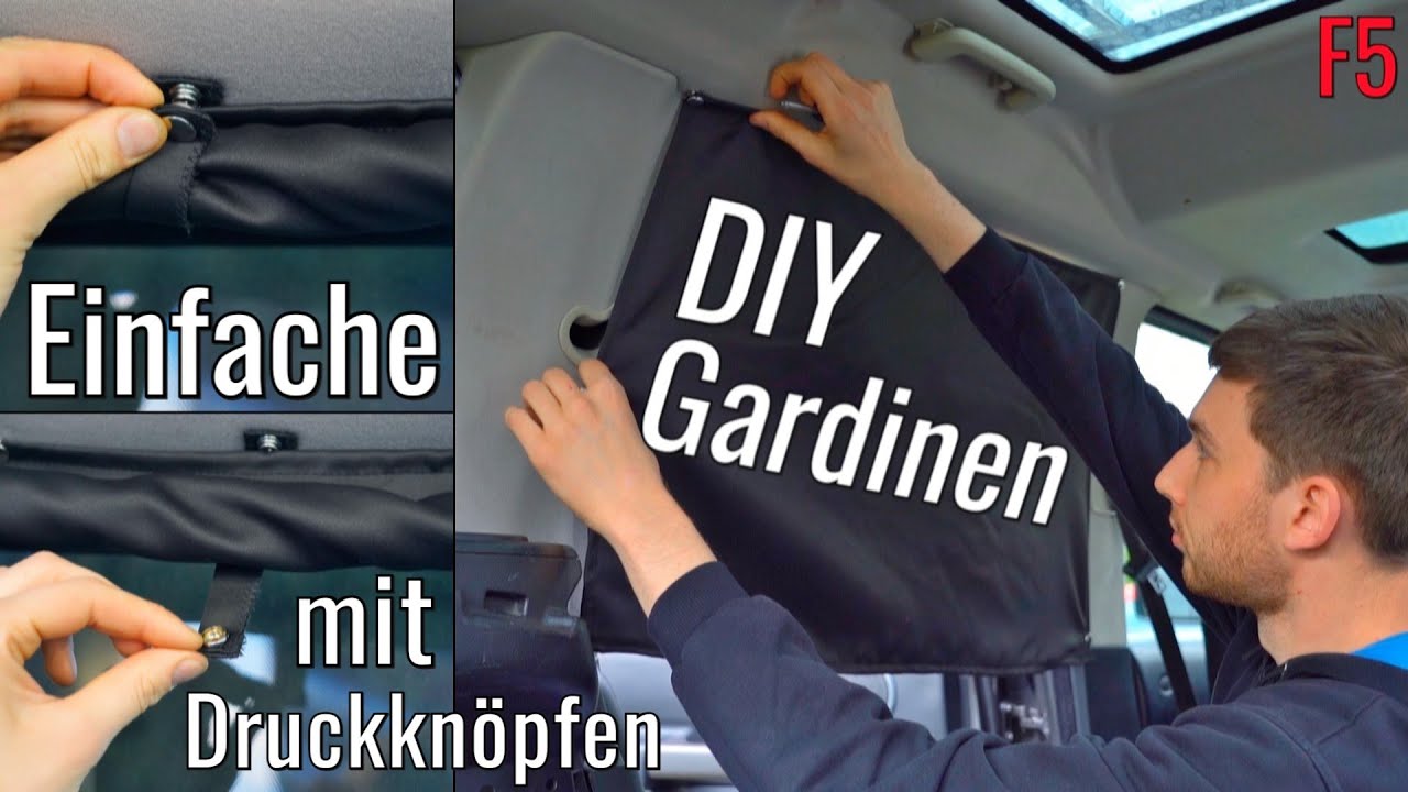 Selbstgenähte blickdichte Gardinen mit Druckknöpfen für deinen Camper Umbau
