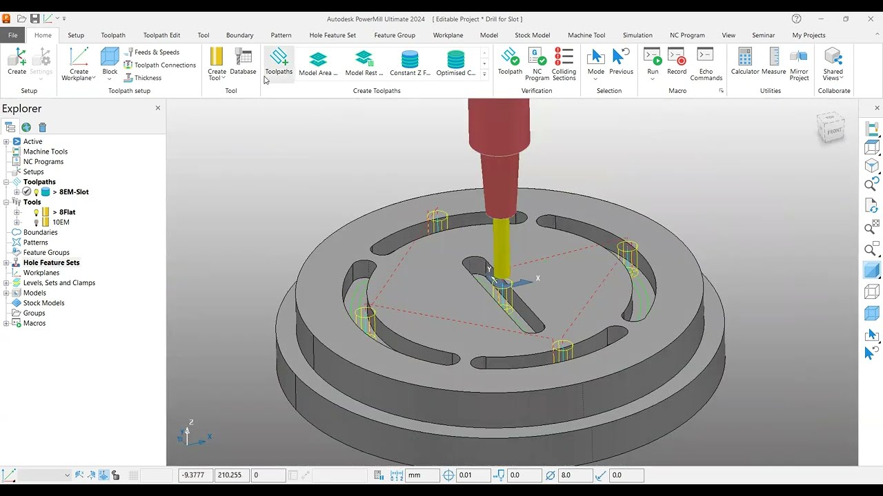 Autodesk PowerMill - Pre Drilling - Slot Machining