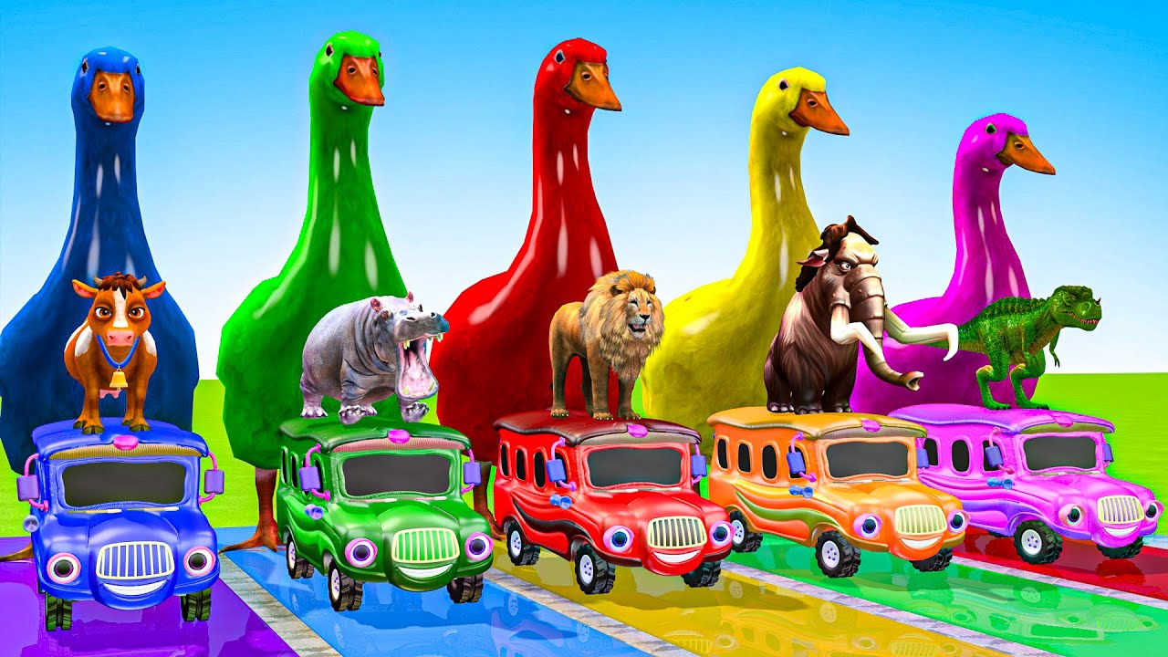 Long Slide Game With Cow Elephant Gorilla Hippopotamus Tiger 3d Animal Game Funny 3d Animals