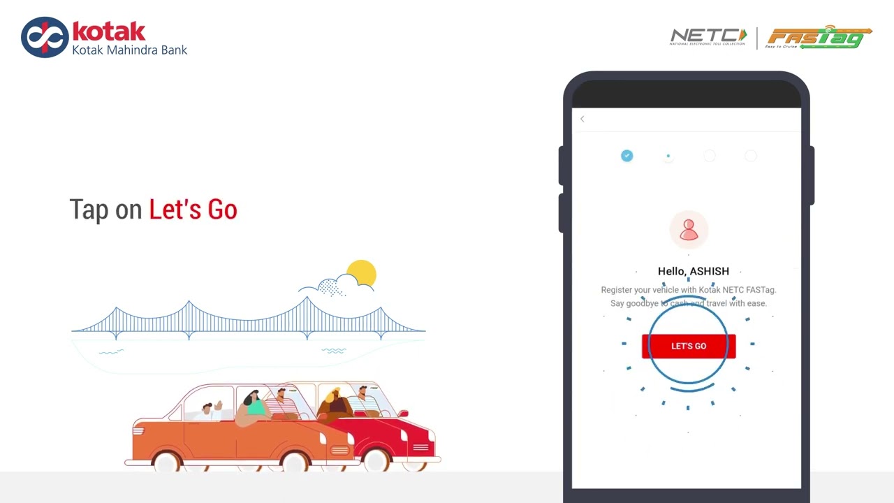 NETC FASTag application process for Kotak Bank Customers