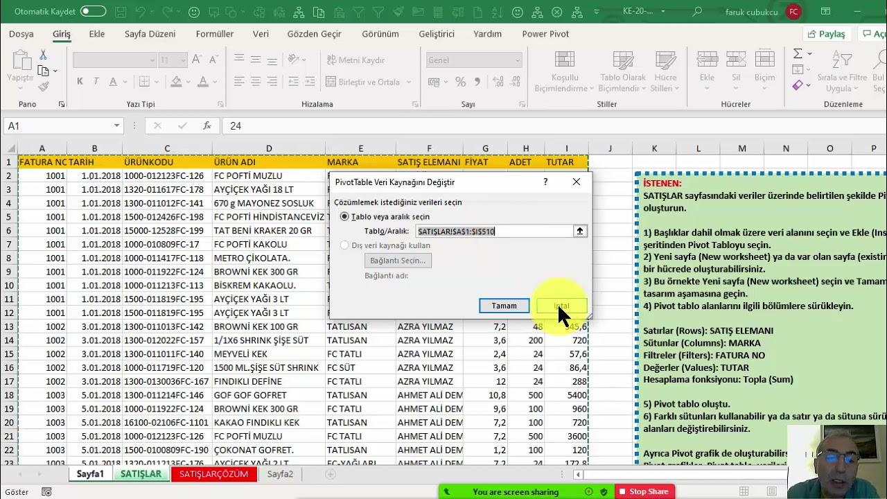 Excel Pivot Tablo - CANLI DERS