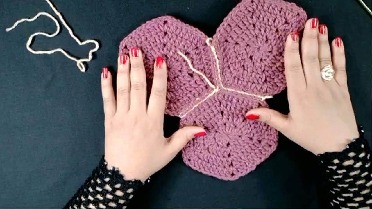 كروشيه مانووو - طريقة تشبيك القطعه السداسيه - الشكل السداسى