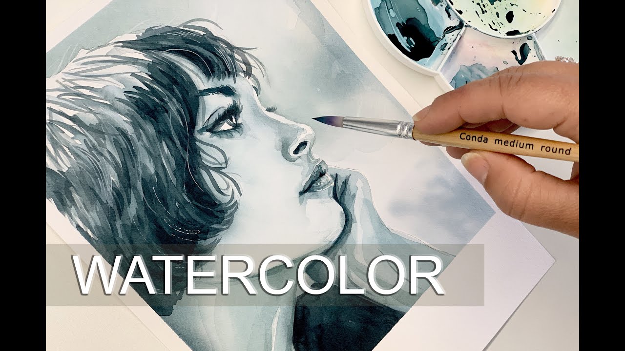 Come dipingere un volto monocromatico - #watercolor #acquerello #SPEED PAINTING #monochrome