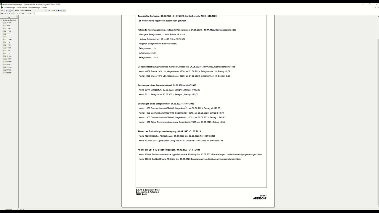 automatische Abstimmungen (in) der Buchhaltung unter Addison