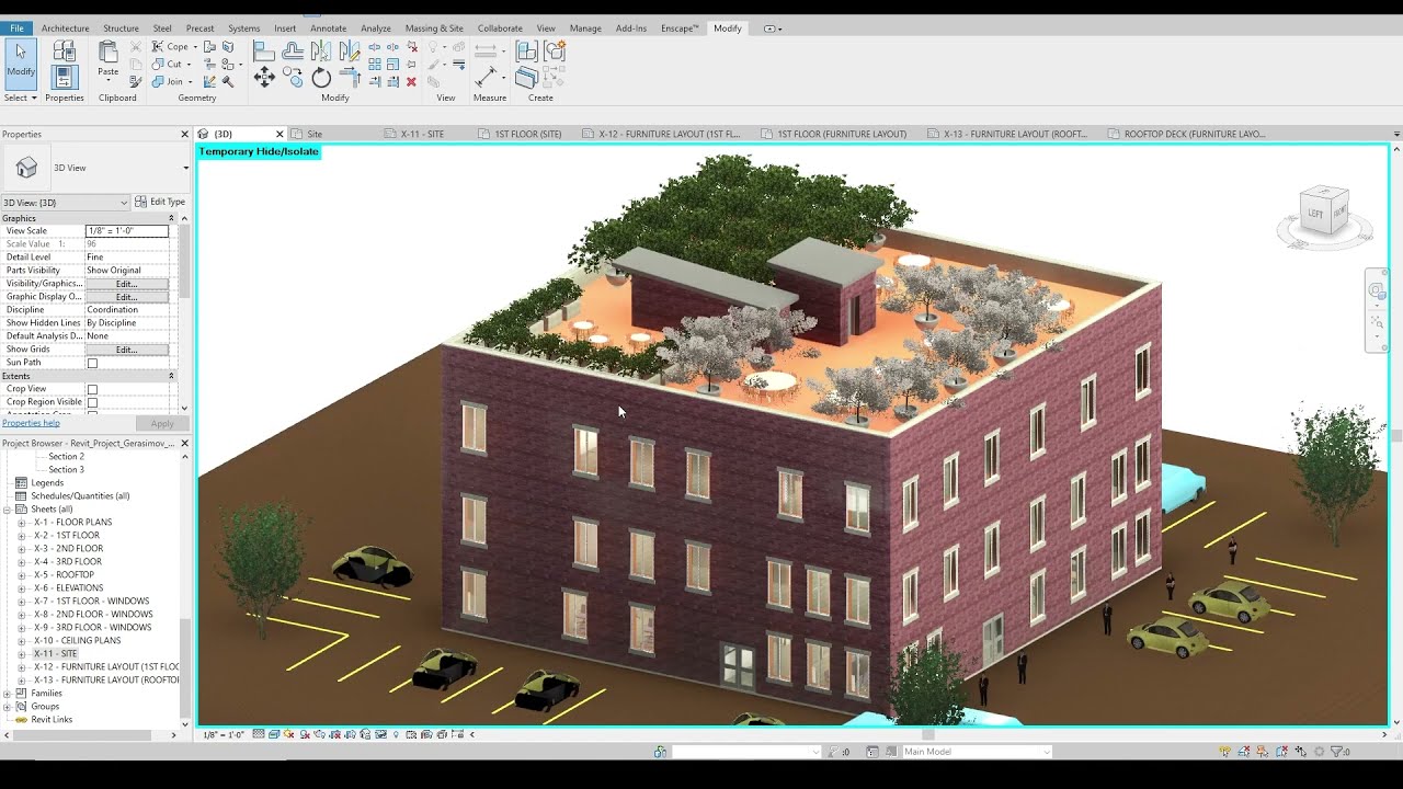 Revit Commercial Office - Furniture Layout & Components