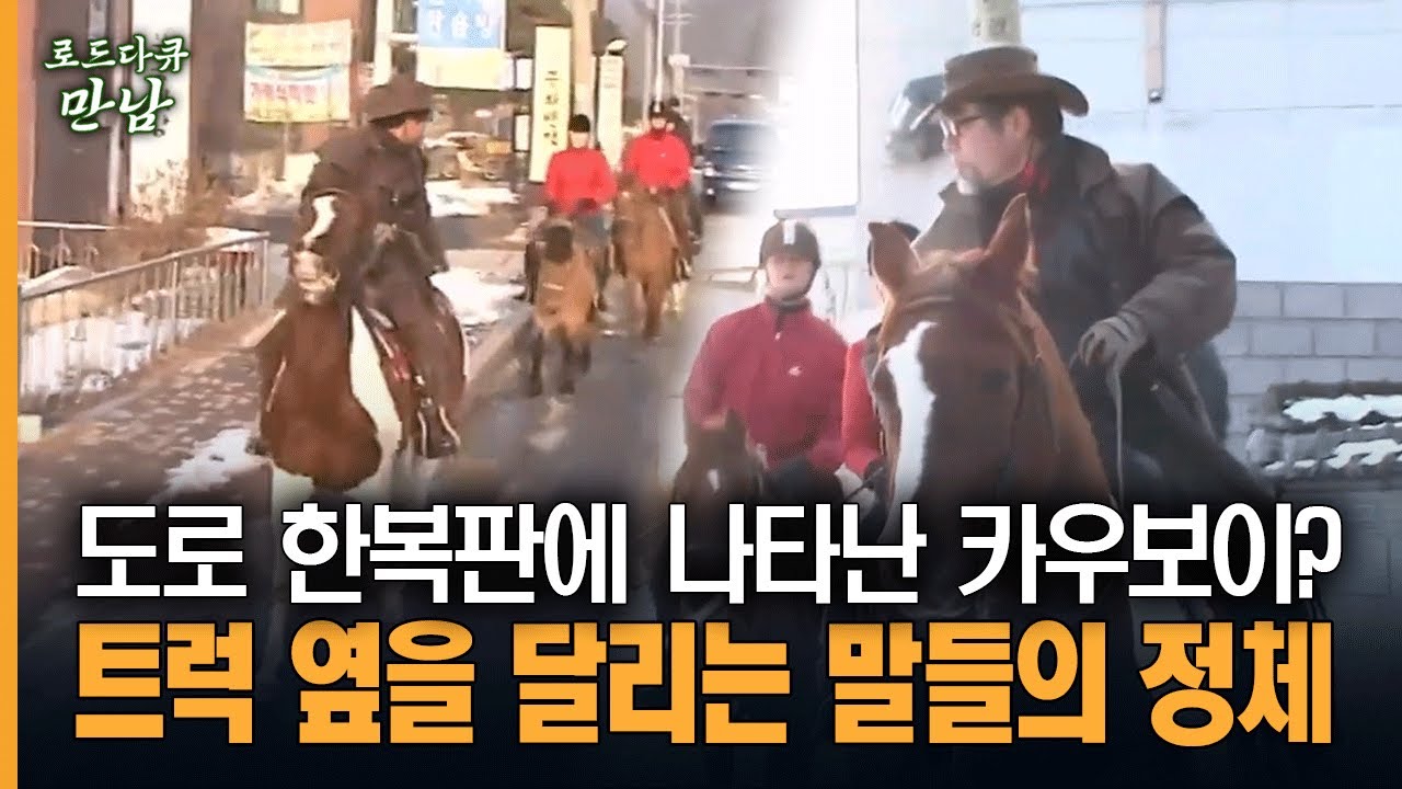 [로드다큐 만남 11회-1부] 도로 한복판에 나타난 카우보이? 트럭 옆을 달리는 말들의 정체