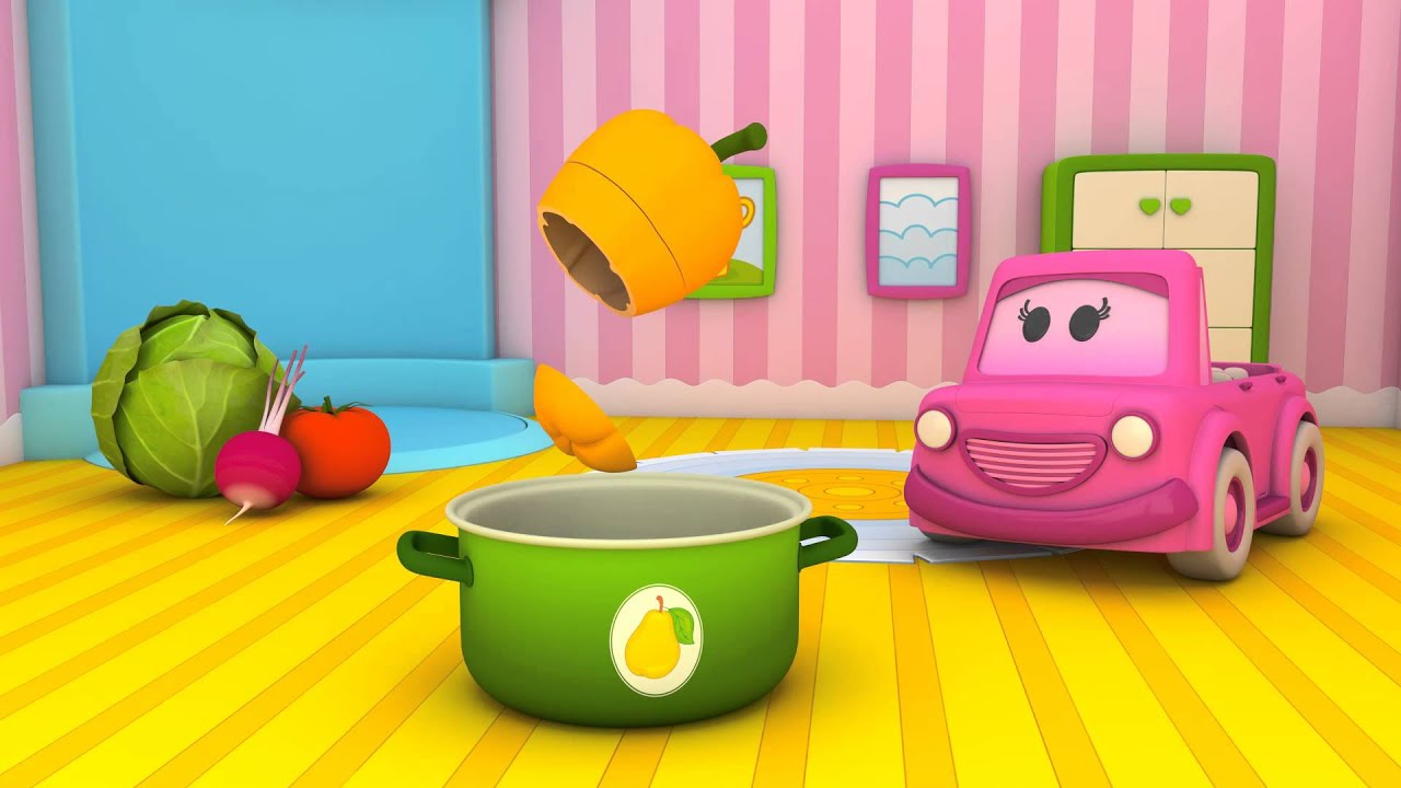 Schlaue Autos lernen Gemüse. Zeichentrickfilm für Kinder