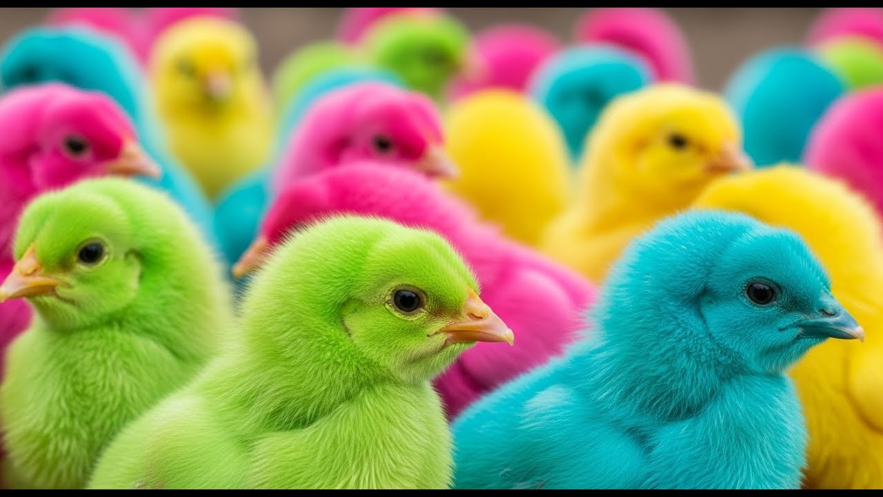 World Cute Chickens, Colorful Chickens, Rainbows Chickens, Cute Ducks, Cat, Rabbits,Cute Animals