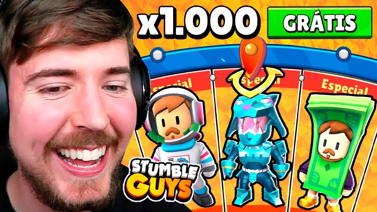 DE NOVO GIREI x1000 ROLETAS DA NOVA UPDATE DE MR BEAST 2.0 NO STUMBLE GUYS!