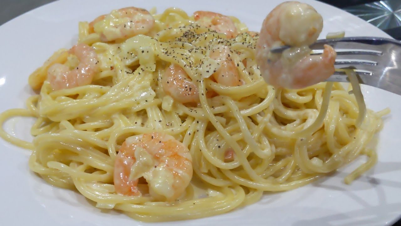 Pasta con camarones la m&aacute;s deliciosa y f&aacute;cil . spaghetti con camarones