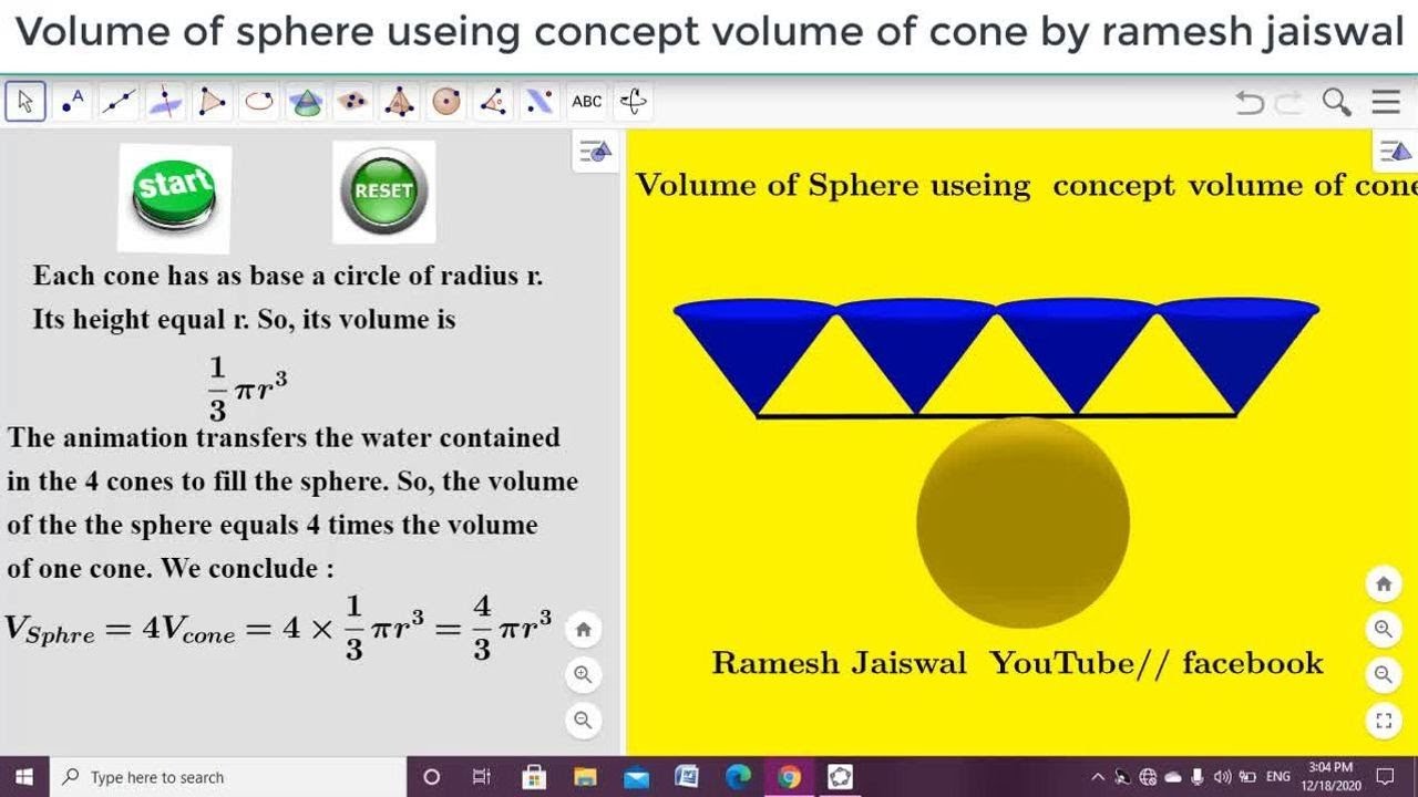Volume of sphere useing concept volume of cone  - Live via OneStream Live #onestreamlive