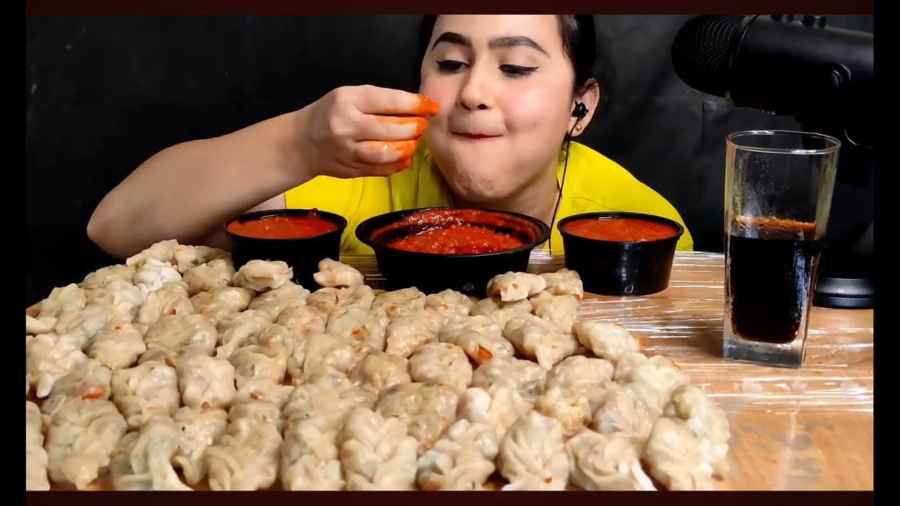 Spicy🔥red chatni with momos eating challenge || 