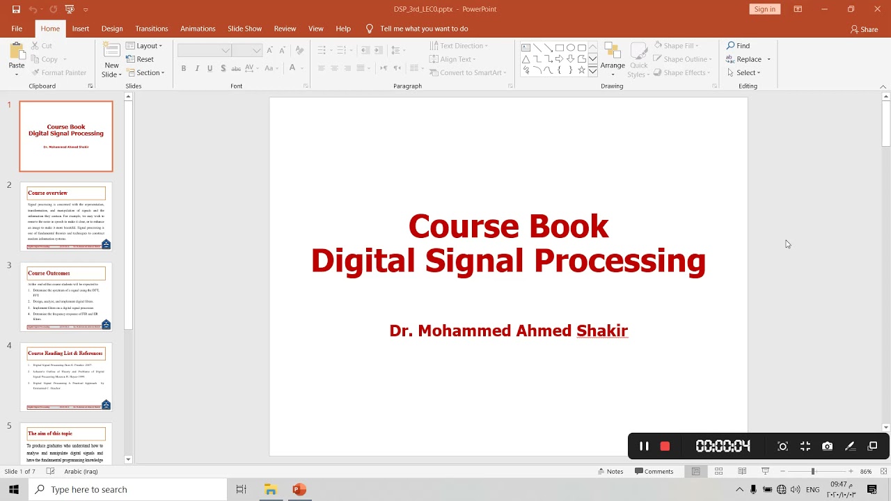 Digital signal processing - Course overview