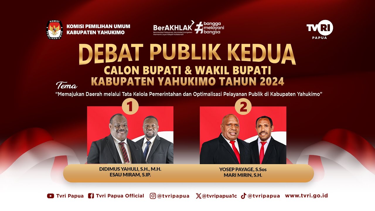 DEBAT PUBLIK KEDUA PILKADA SERENTAK 2024 CABUP DAN CAWABUP KABUPATEN YAHUKIMO