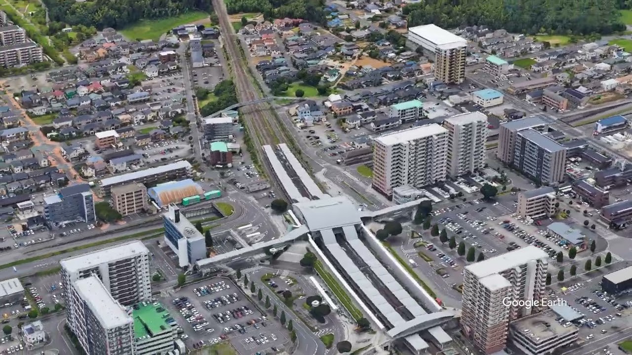 Google Earth　ひたち野うしく駅(茨城県)　常磐線