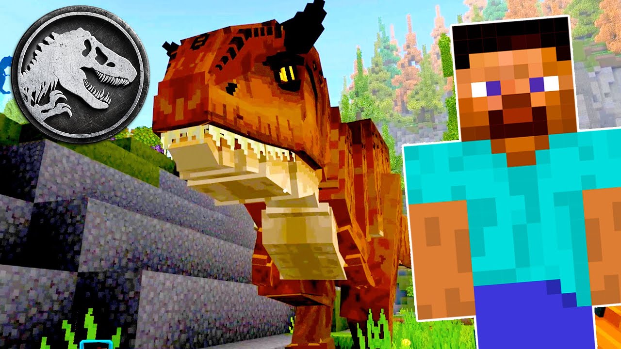 Verfolgt von einem Carnotaurus in Minecraft!! | JURASSIC WORLD&nbsp;&ndash; MINECRAFT-ABENTEUER