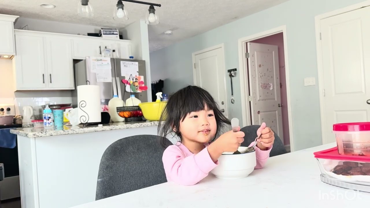 Morning routine with 3 kids . 