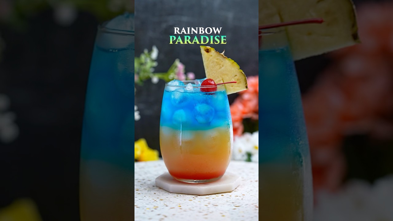 Rainbow Paradise 🌈 🌴🥰 #cocktails #rainbowparadise #tropicalcocktail #bardrinks #cocktailrecipe