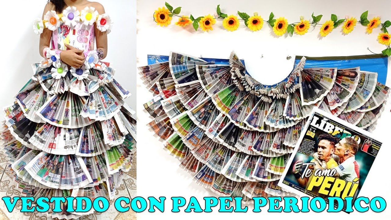 INCREÍBLE IDEA 😍👗Vestido de reciclaje ♻️ hecho con Abanicos de Papel Periódico📰 - paper dress making