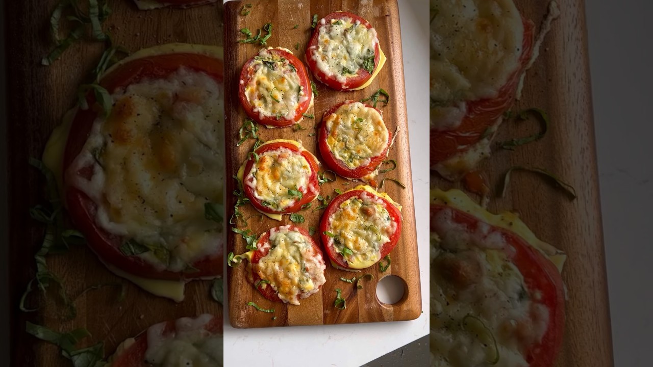 I lose weight eating these Cheesy Baked Tomato Slices #shorts
