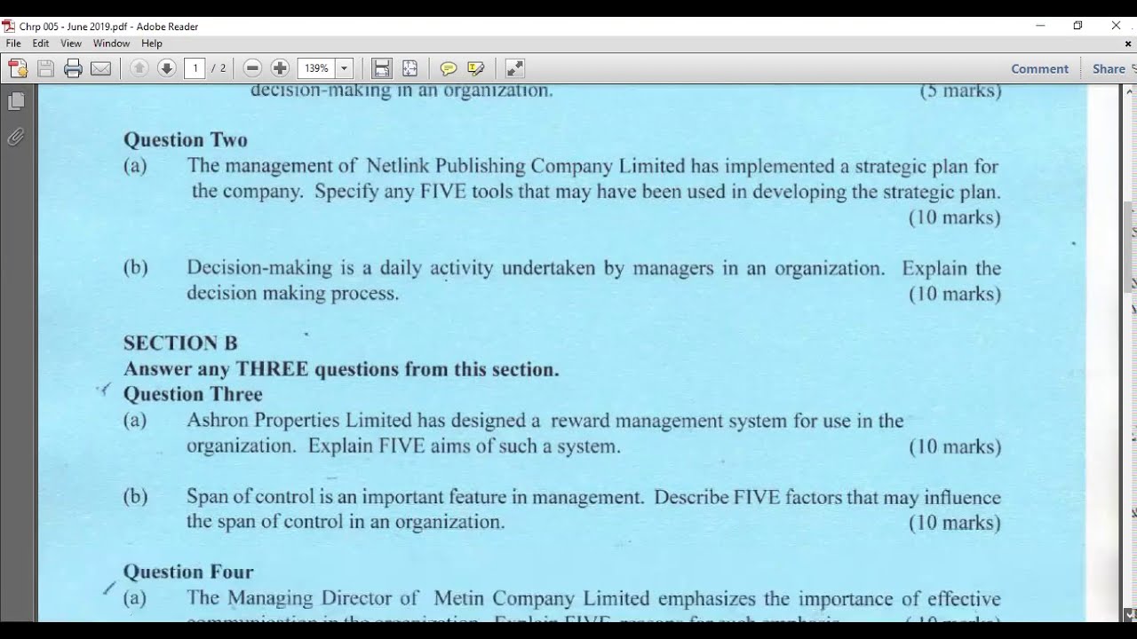 PRINCIPLES AND PRACTICE OF MANAGEMENT JUNE 2019 PART 2