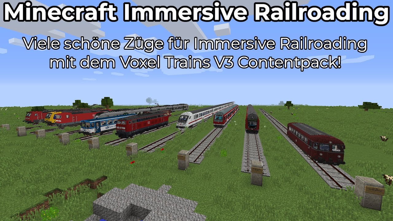 Viele schöne Züge für Minecraft Immersive Railroading mit dem Voxel Trains V3-Contentpack!