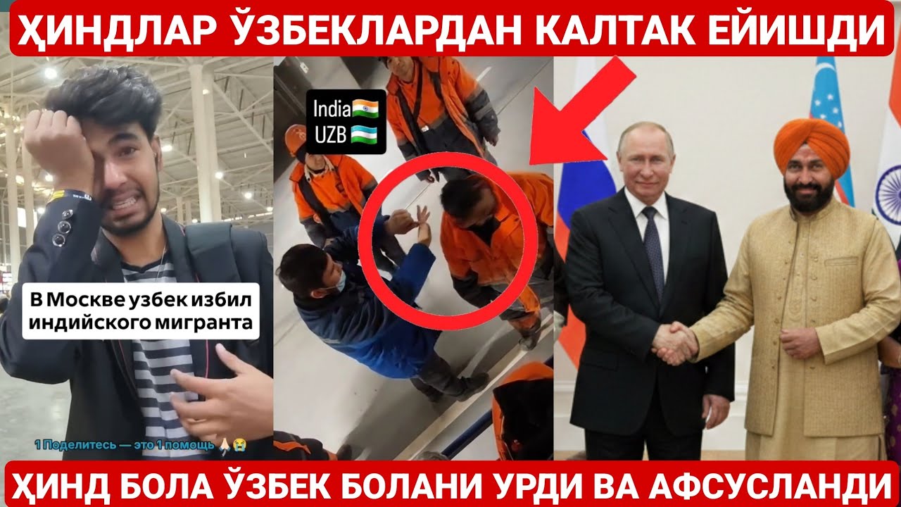 ҲИНДЛАР ЎЗБЕКЛАРДАН КАЛТАК ЕБ ЙИҒЛАБ ЮБОРИШДИ | РОССИЯДАГИ ҚОР ВА ҲИНДЛАР МОЖАРОСИ ДАВОМ ЭТАДИ