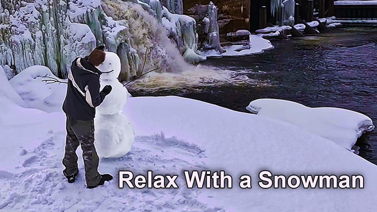Frozen River Snowman Build ASMR - Peaceful Winter Meditation with Natural Sounds