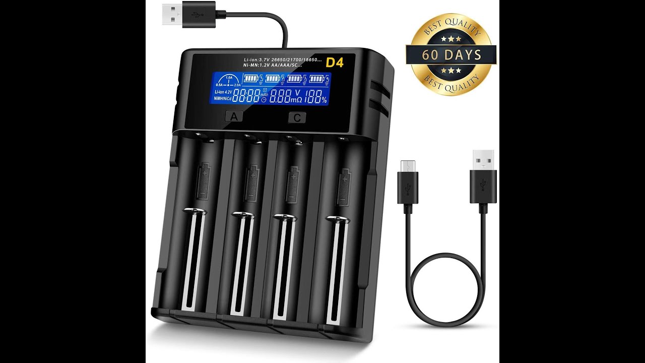 LCD Display 4 Bay Intelligent Universal Battery Charger