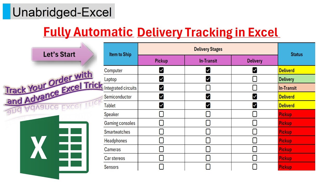 Fully Automatic Delivery Tracking in Excel