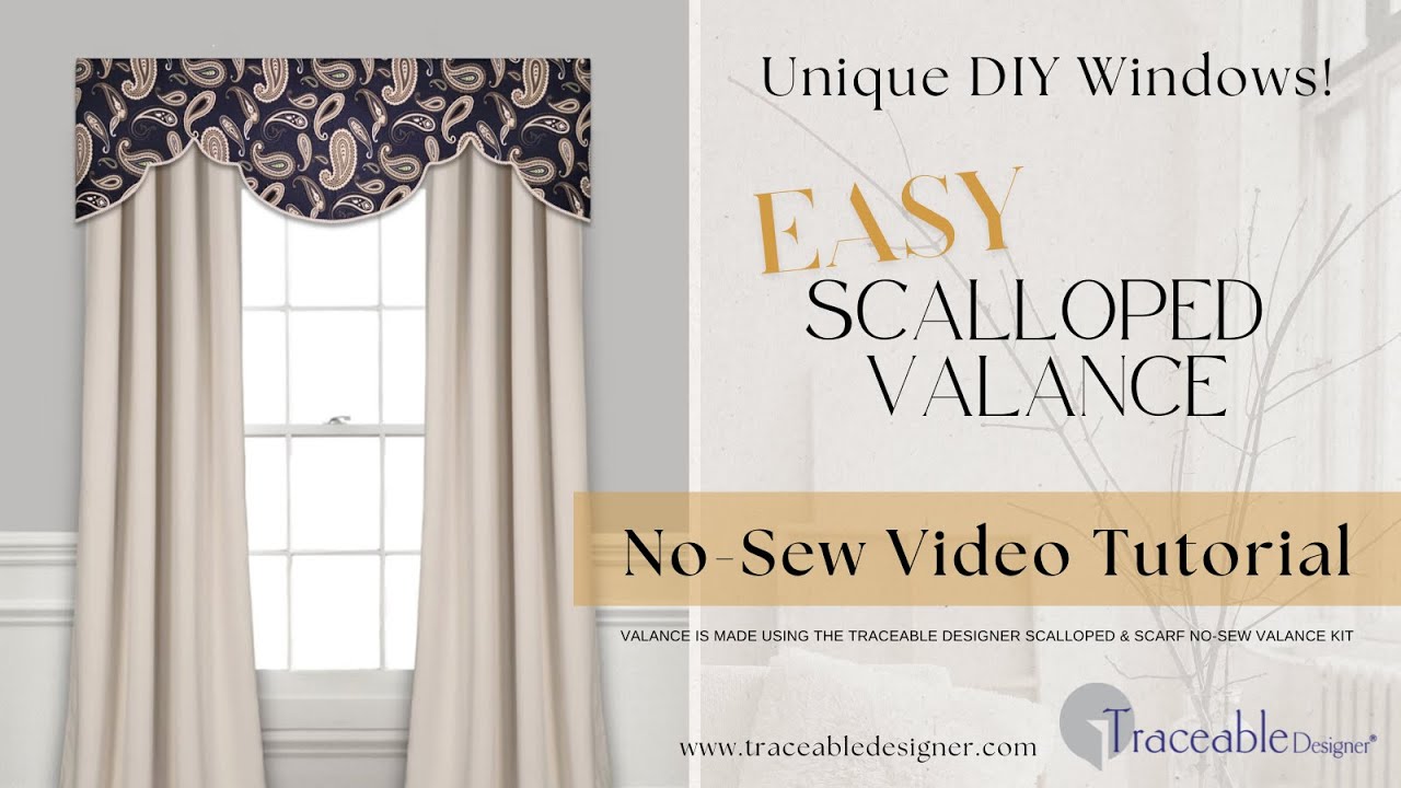 Unique Custom Valance. Make Perfectly Shaped Scalloped Valances Without Sewing! #diyhomedecor #nosew
