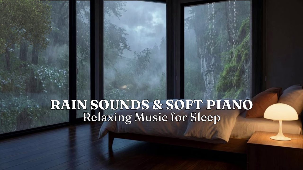 Peaceful Piano on a Rainy Night ☔ Warm Bedroom Relieve Stress, Anxiety, Meditation, Heals the Mind