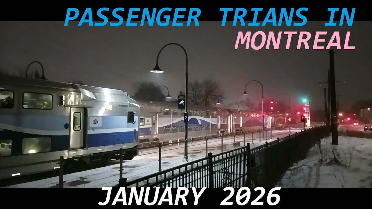 Пассажирские поезда в Монреале в январе 2026 года: в основном STM, Metro, Exo, пригородные поезда.