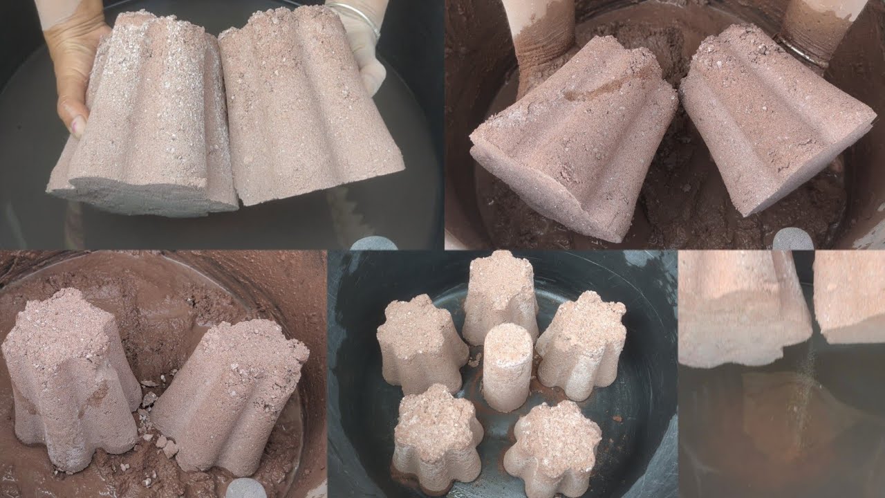 Asmr - dusty soft red dirt with white concrete dry+ water 💦 crumbling