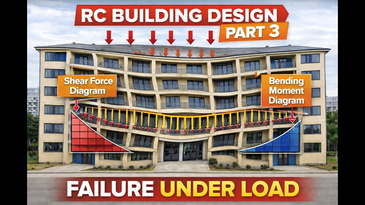 Deformation diagram of RConcrete building (why beams bend)