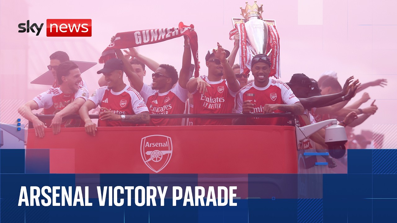 Watch the moment Arsenal's Premier League trophy parade passes Sky's correspondents