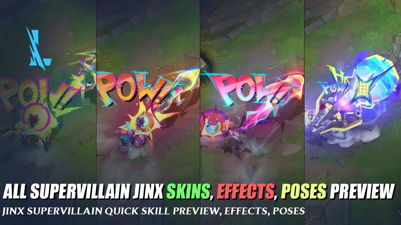 All Jinx Supervillain Skin Preview, Effects and Poses - Wild Rift