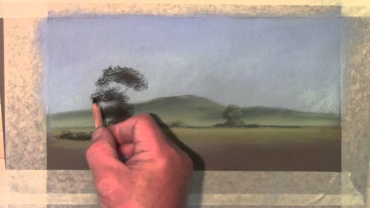 Moody Views summer trees in pastel pencil(1/2)