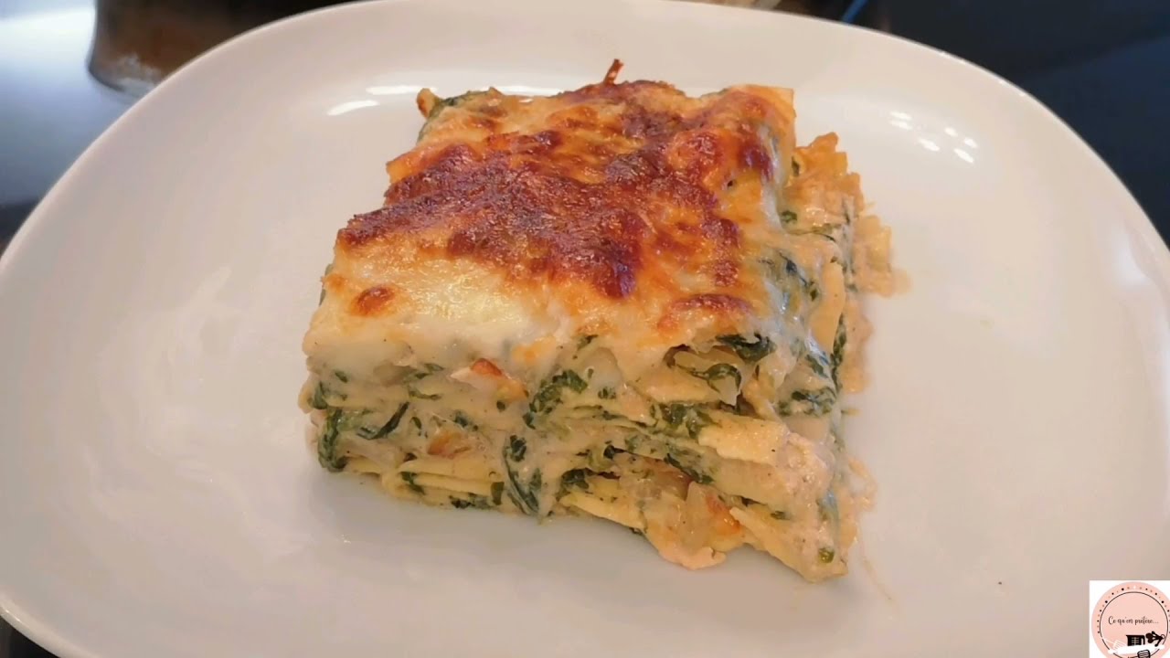 Recette de lasagne aux saumons et épinards.