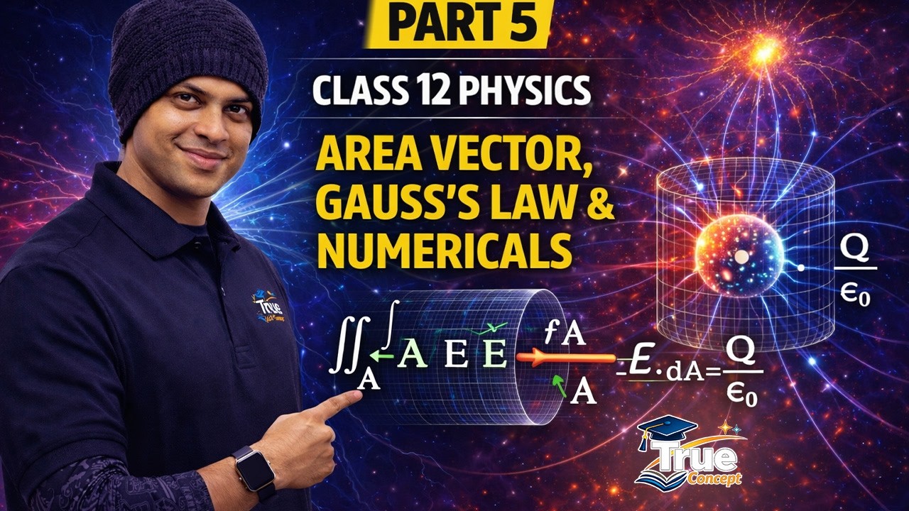 Gauss’s Law Complete  🔥 Class 12 Physics Part 5 | Area Vector, Electric Flux & Numericals | 4 Boards