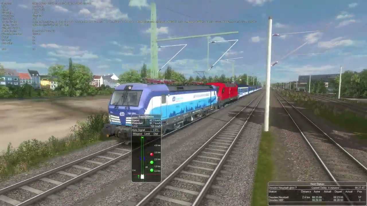 OpenRails CZ/SK The Route B - P - B activity zs21_From Dresden to Praha BP102 part 2 Dresden-Decin