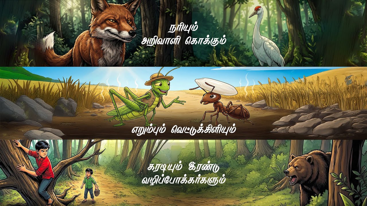 Nariyum Kokkum Story In Tamil | Ant & The Grasshopper | Karadium Irandu Nanbargalum | Kids Story