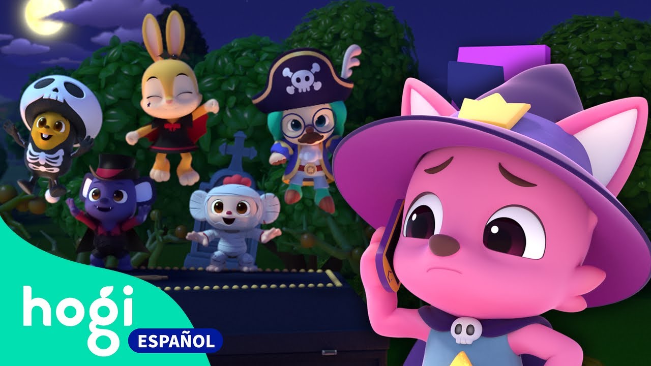 🎃Cinco Monstruos Saltando en la Tumba | Halloween | Música Infantil | Hogi en español