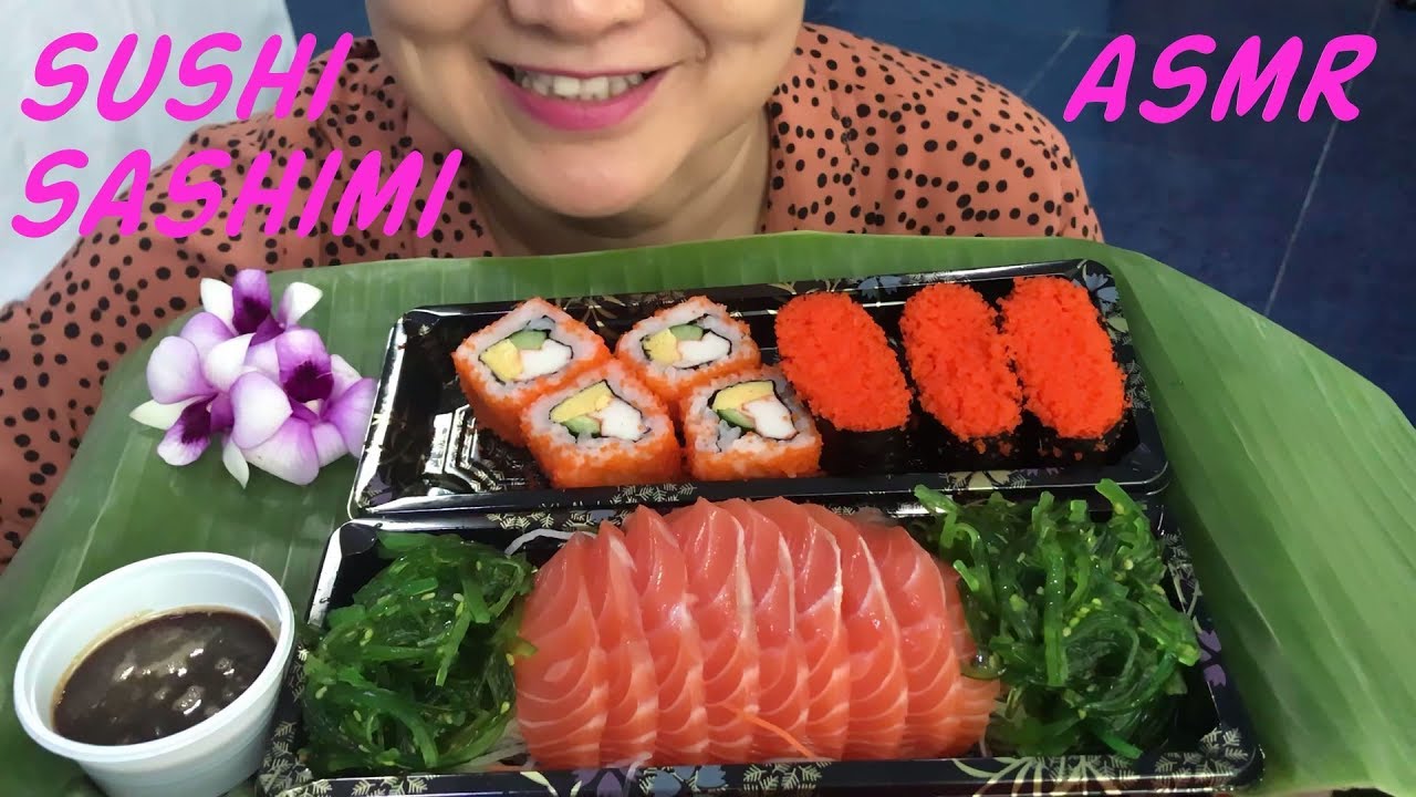 ASMR Sushi Sashimi | ซูชิ | Eating Sounds | Light Whispers | Nana Eats