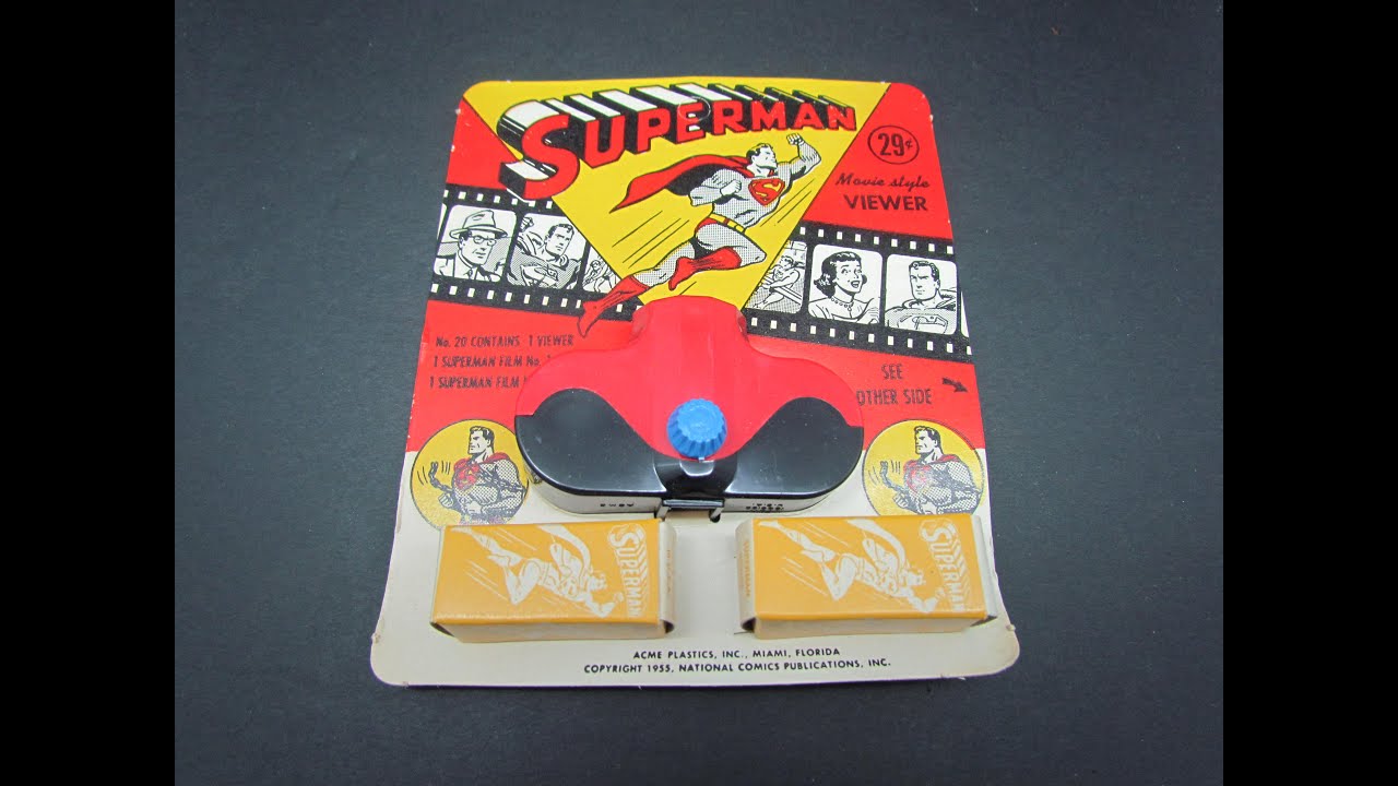 RARE Vintage 1955 ACME Movie Style Viewer & Film #20 SUPERMAN NATIONAL COMICS   Bergen Pickers
