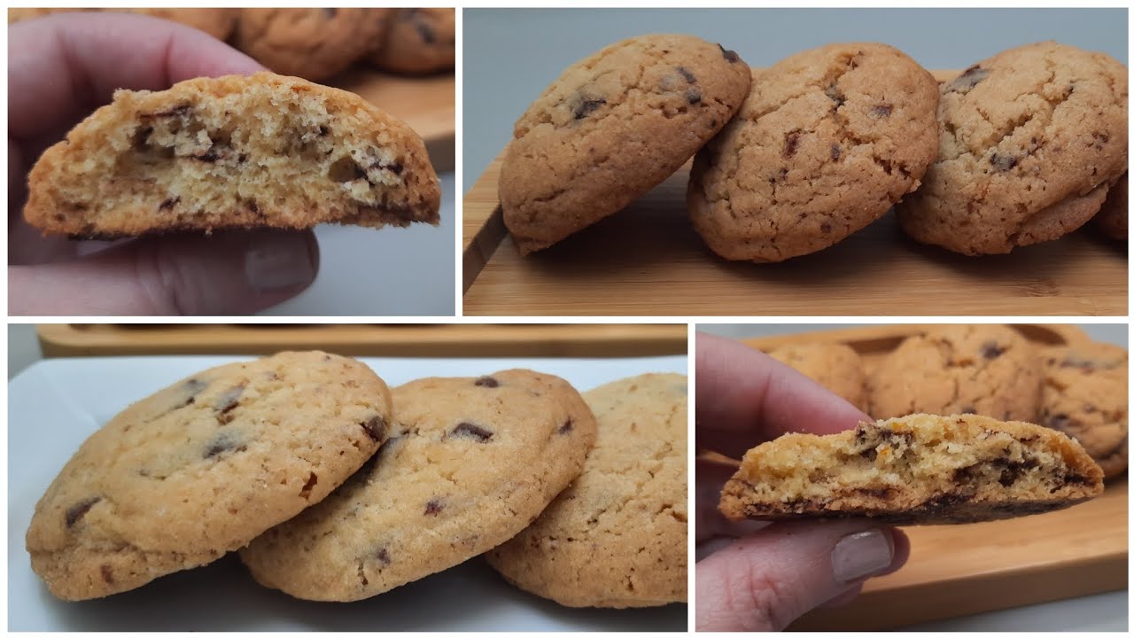 كوكيز بذوق البرتقال بشكلين الشكل الأصلي وشكل منفوخ/ cookie à l'orange et au pépites de chocolat