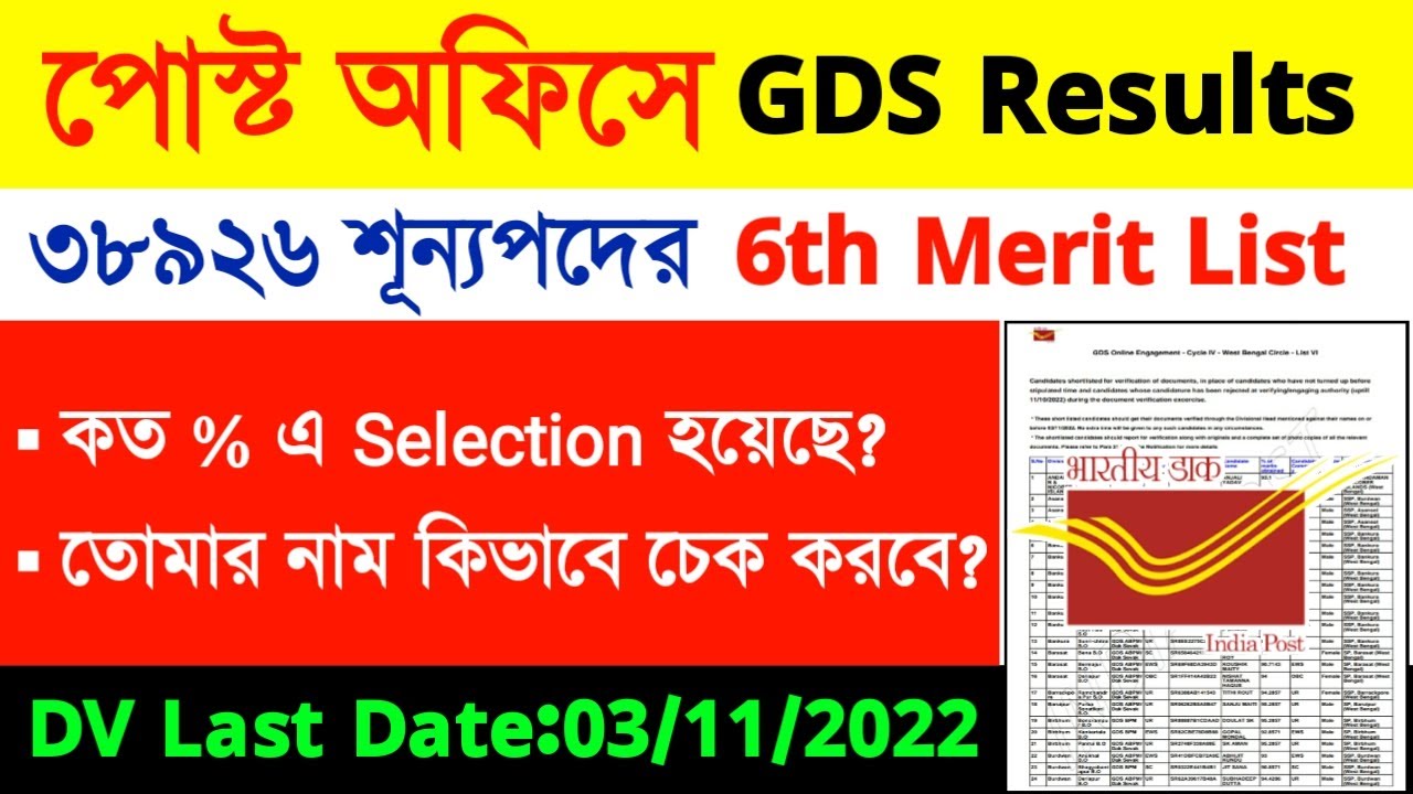 Post Office Gds Result 2022|GDS 6th Merit List 2022|#gds